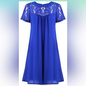 Vanberfia Lace Short Sleeve Chiffon Dress